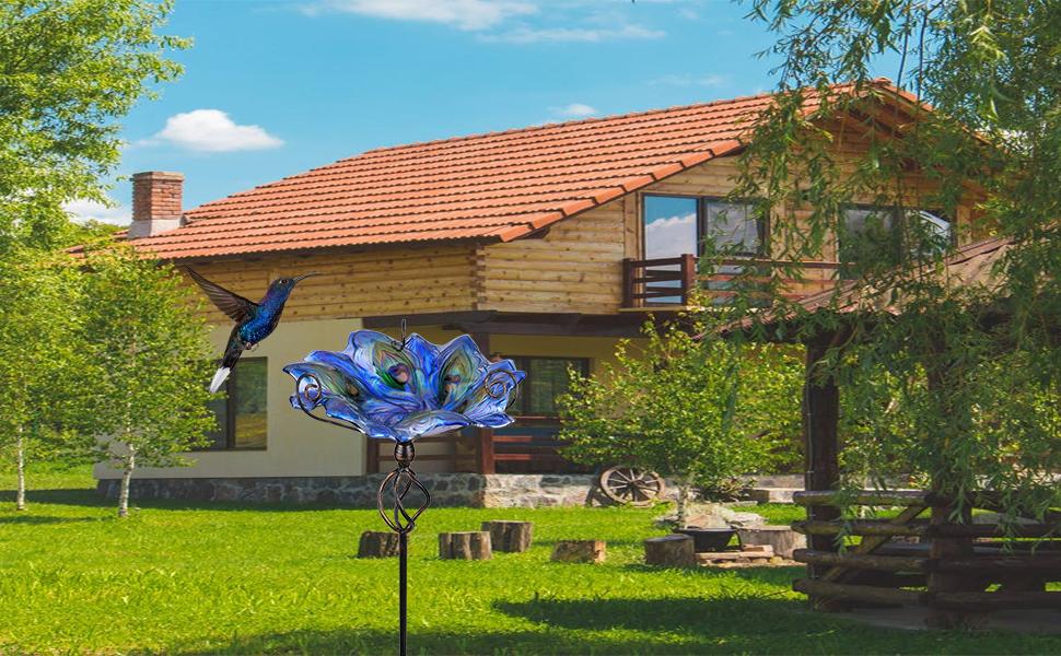 glass bird bath