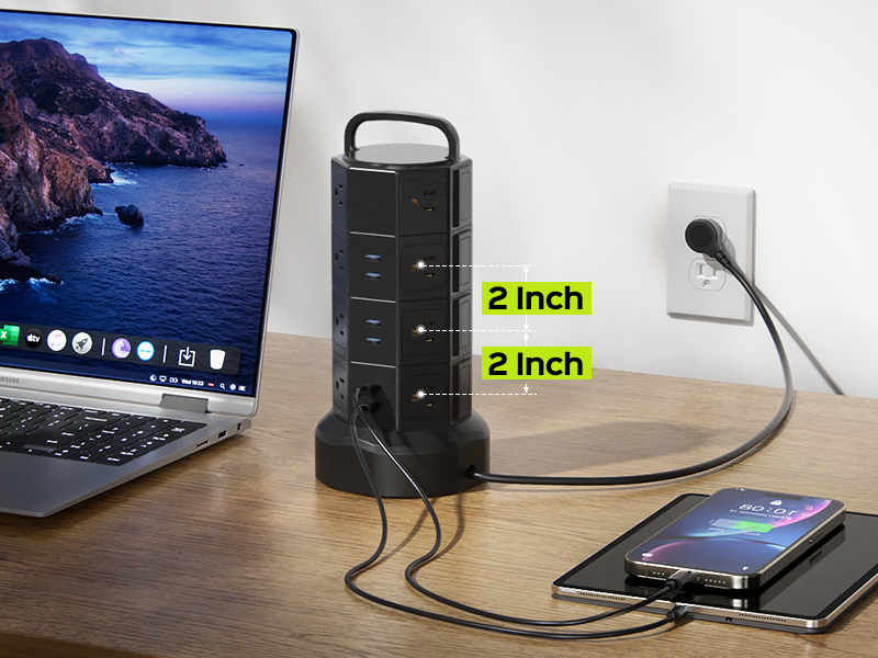 super wide outlets power strip with usb ports