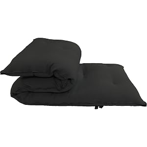 Black, Traditional Japanese Floor Rolling Futon Mattresses, Cotton/Foam Shikifuton, Thai Mats