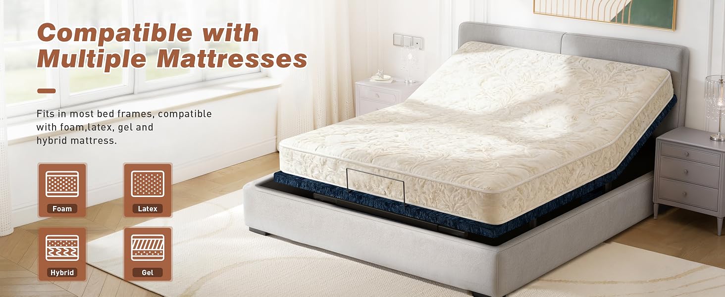 King size adjustable bed frame zero gravity