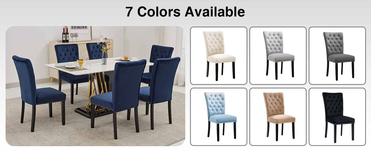 Velvet Dining Chairs Set of 2, Upholstered Dining Room Chairs with Wooden Legs