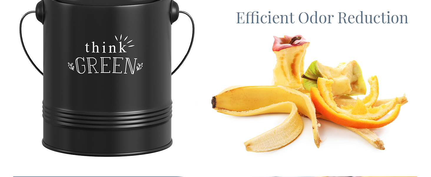 Odor Reduction Compost Bin Kitchen Countertop Smell-absorbing Filters Clean Fresh Airflow Design