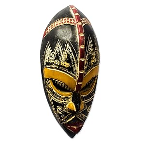 Novica Wood Wall Mask Mascara Decoración mural Home Decor Sculpture Escultura Arte Hanging Colgando
