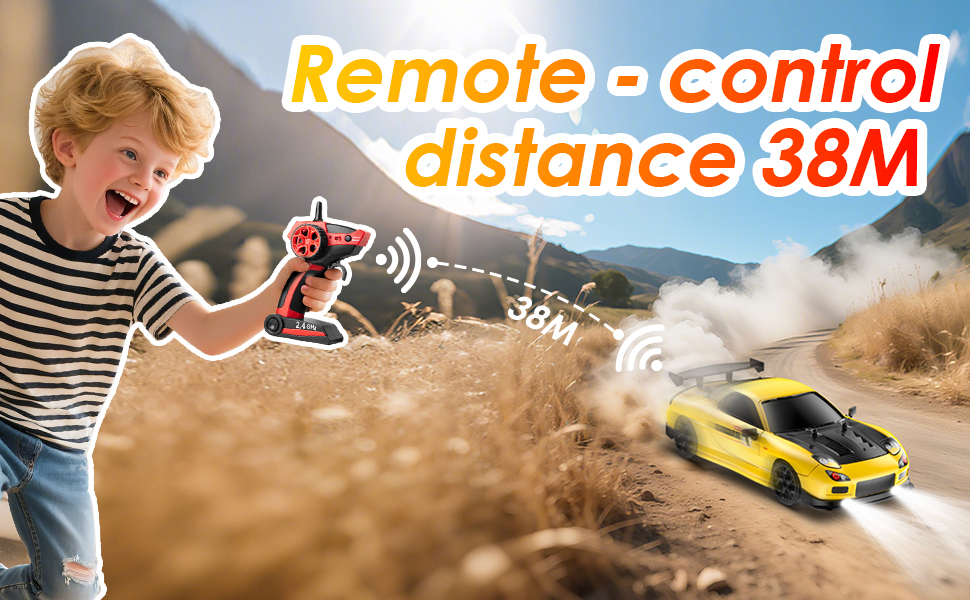 A remote control distance of 38 meters