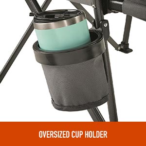 Guide Gear Oversized XL Comfort Padded Mammoth Camping Chair, Gray Plaid Cup Holder