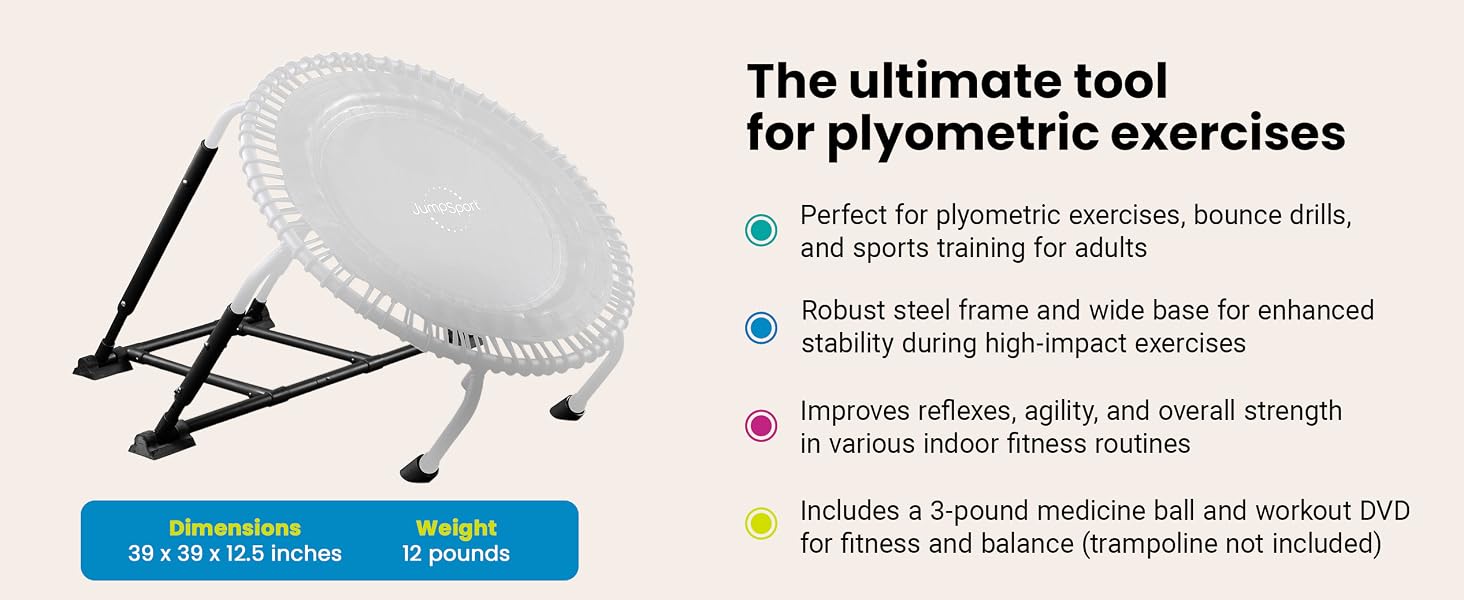 The ultimate tool for plyometric exercises: 39" length, 39" width, 12.5" height