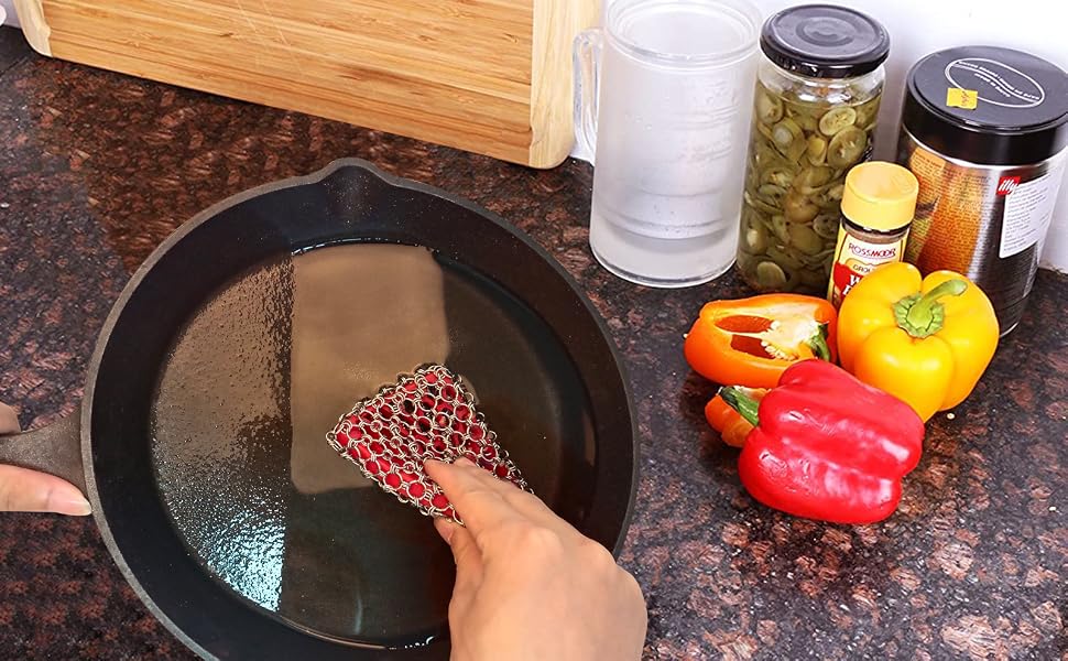 cast iron skillet waffle maker cleaner scrubber pizza stone Dutch oven pie pan griddle scrub brush
