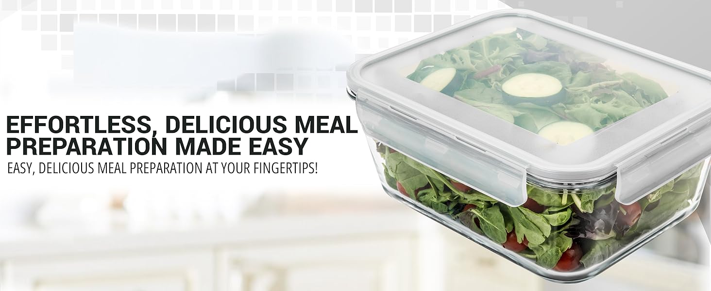 Glass meal prep containers reusable glass, Razab glass food storage containers, leakproof glass