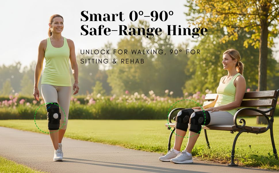 0°-90°knee brace,limited motion knee brace,safe flexion hinge,walking and sitting knee support