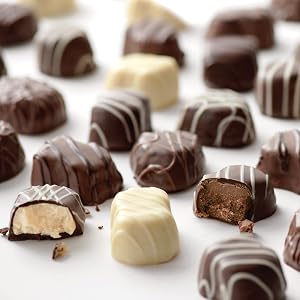 rows of chocloate truffles