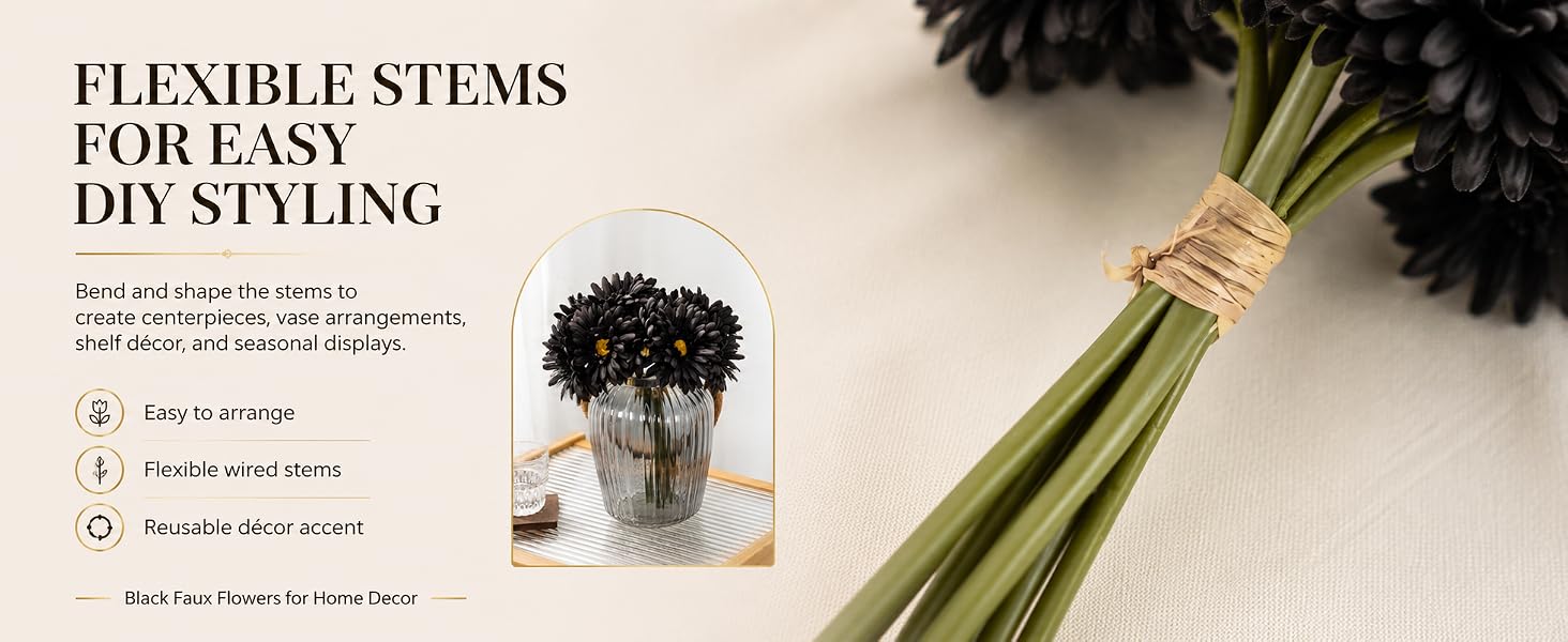 Black Silk daisies faux daisies 3