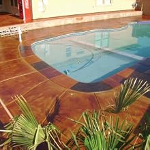 Concrete Coatings Vivid Acid Stain on Pool Deck