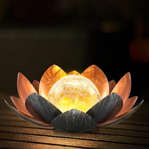High-efficiency solar panels are built into the crackle glass lampshade Note: Please place the solar
