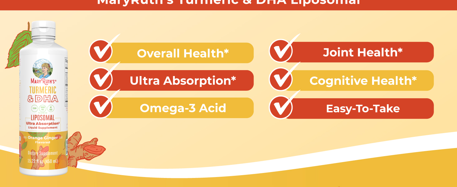 Turmeric &amp; DHA Liposomal, Orange Ginger, 15.22 oz