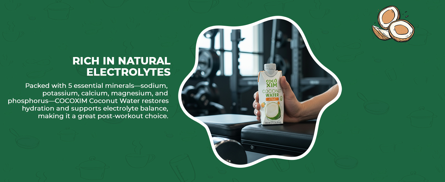 coconut water, citrus drink, natural hydration, post-workout refreshment, low calorie, clean energy