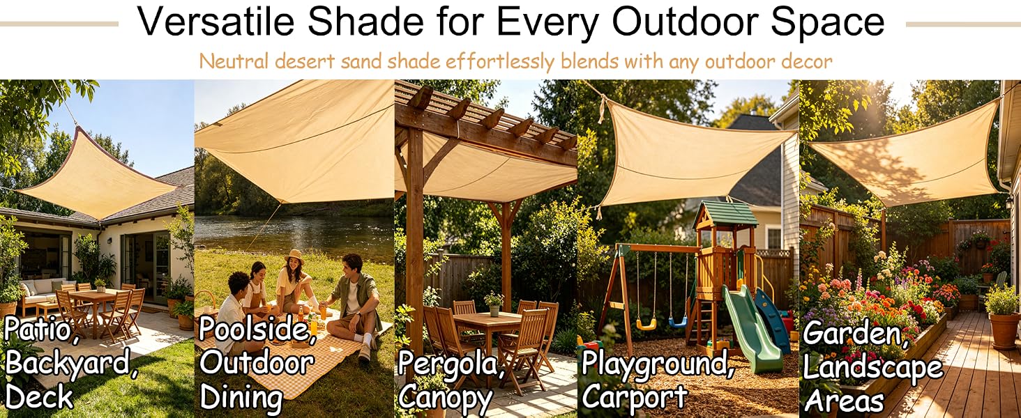 versatile shade for outdoor:patio backyard deck poolside picnic pergola canopy playground garden