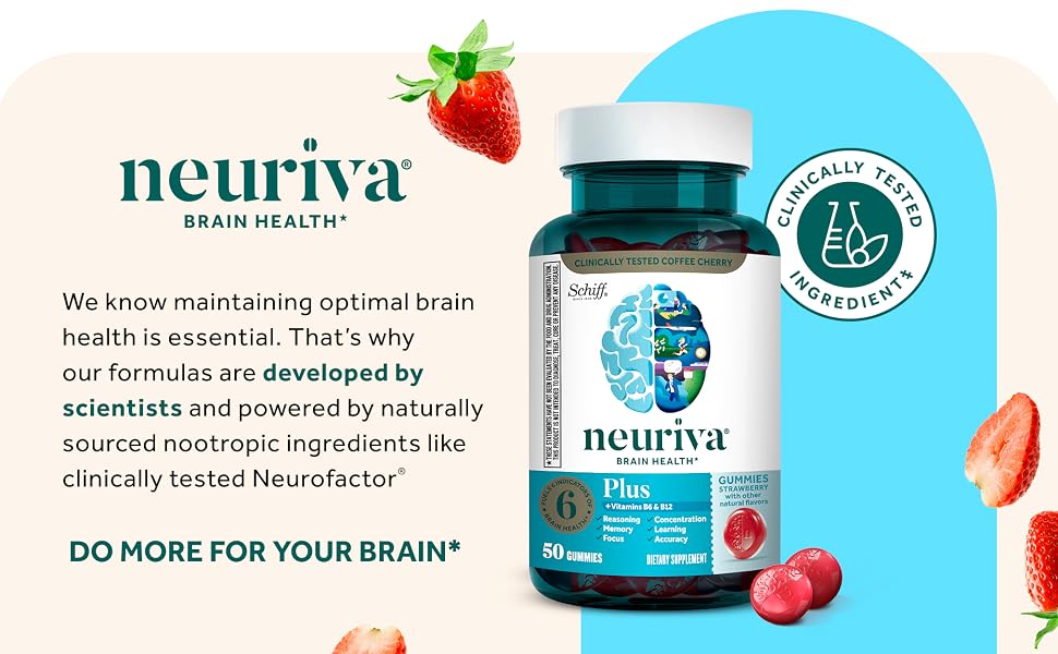 Neuriva Plus Gummies Decaffeinated Nootropic Brain Support Supplement Focus Concentration Memory
