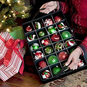 Santa's Bags 3 Tray Ornament Storage Bag trays carried to the tree for decorating