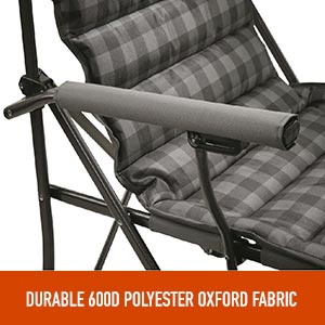 Guide Gear Oversized XL Comfort Padded Mammoth Camping Chair, Gray Plaid 600d Polyester