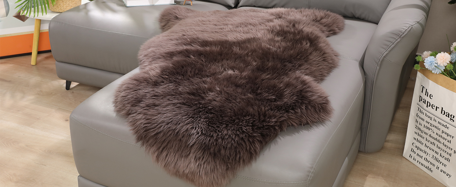 single pelt Sheepskin sofa chair cover