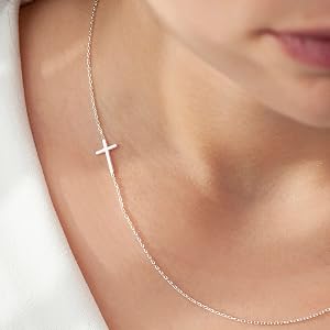 silver sideways cross for women