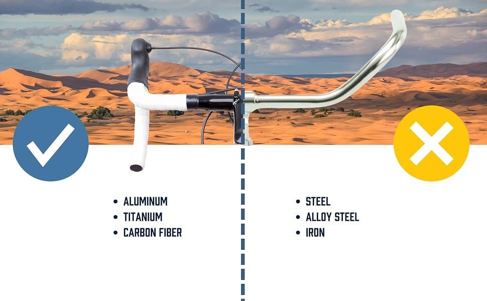 Aluminum titanium or carbon fiber are okay