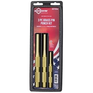 Mayhew Tools 67004 3-Piece Knurled Brass Pin Punch Set SAE