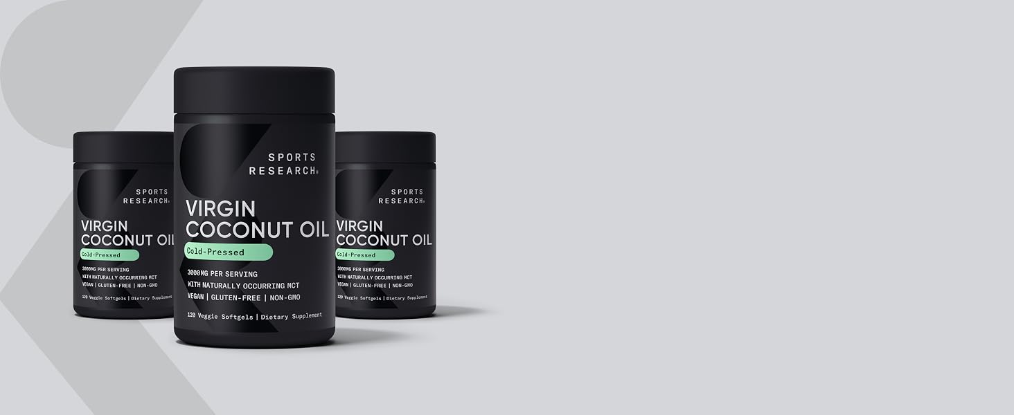 coconut oil sports research capsules pills ed 1000mg organic mct 40 oz