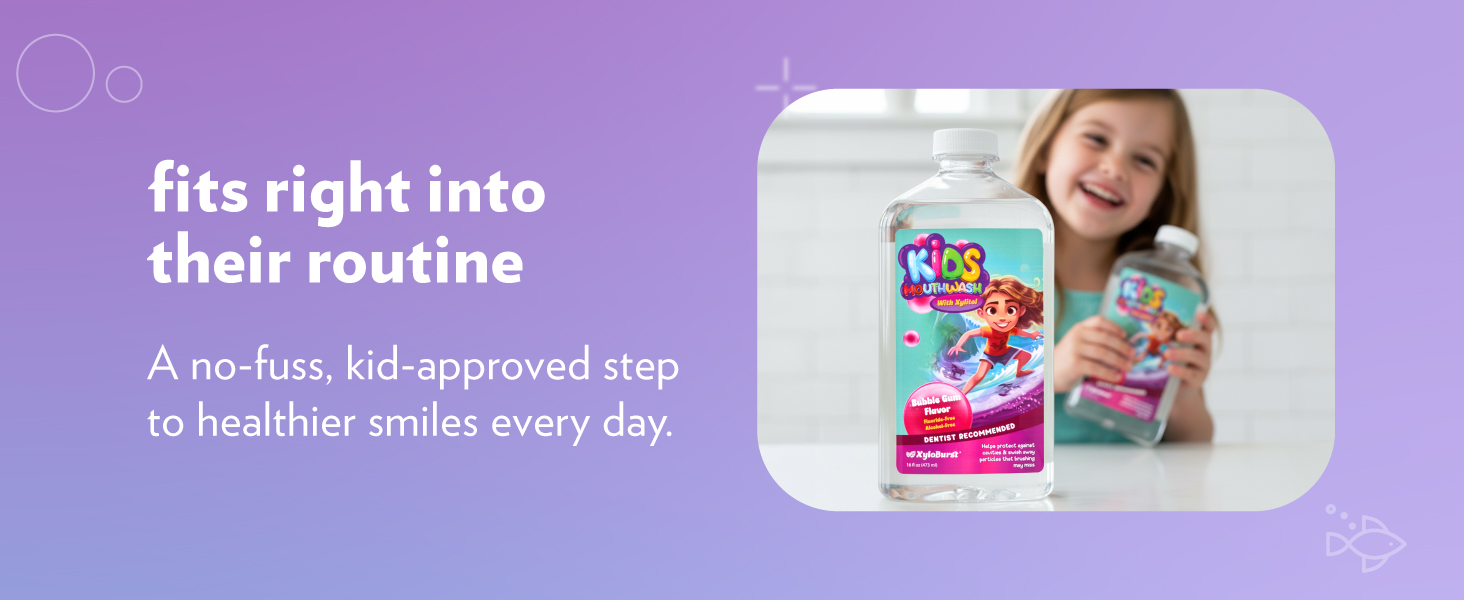 Mouth rinse for kids using xylitol, gentle foaming action that pairs well with regular brushing.