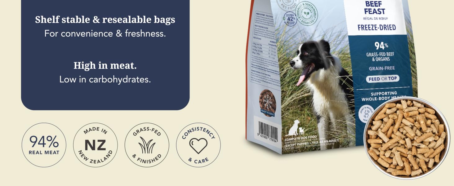 K9 Natural Beef Freeze Dried Dog Food, High-Meat Natural Complete Meal