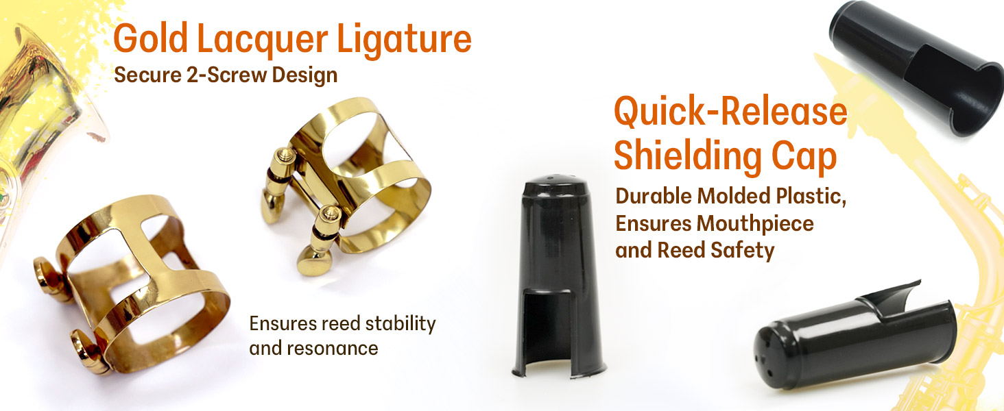 Libretto sax mouthpiece kit 5C alto sax mouthpiece ABS plastic cap gold ligature durable safe