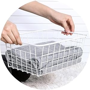 Farmhouse Decor Metal Wire Food Organizer Storage Bin Basket with Handles
