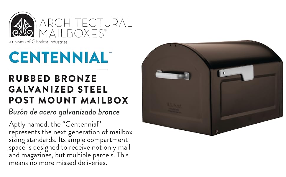 Centennial Post Mount Mailbox – bronze