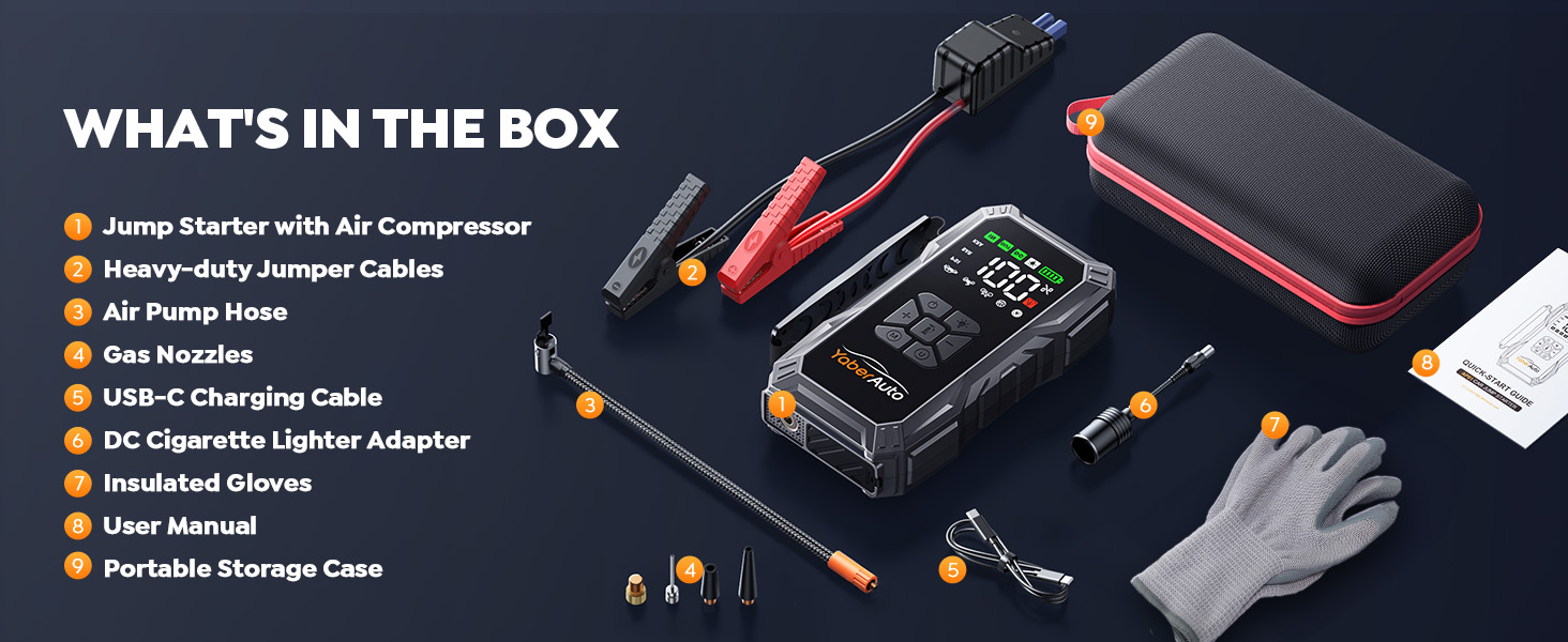 portable car jump starter with air compressor battery jumper car jumper cables jump box start pack