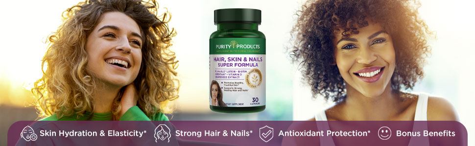 hair skin nails purity products biotin 5000mcg 2000mcg 5000 mcg lutein floraglo grapeseed beauty