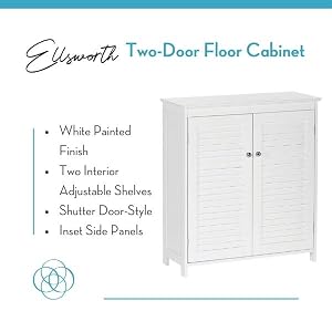 white Ellsworth two-door floor cabinet with adjustable shelves &amp; shutter style doors