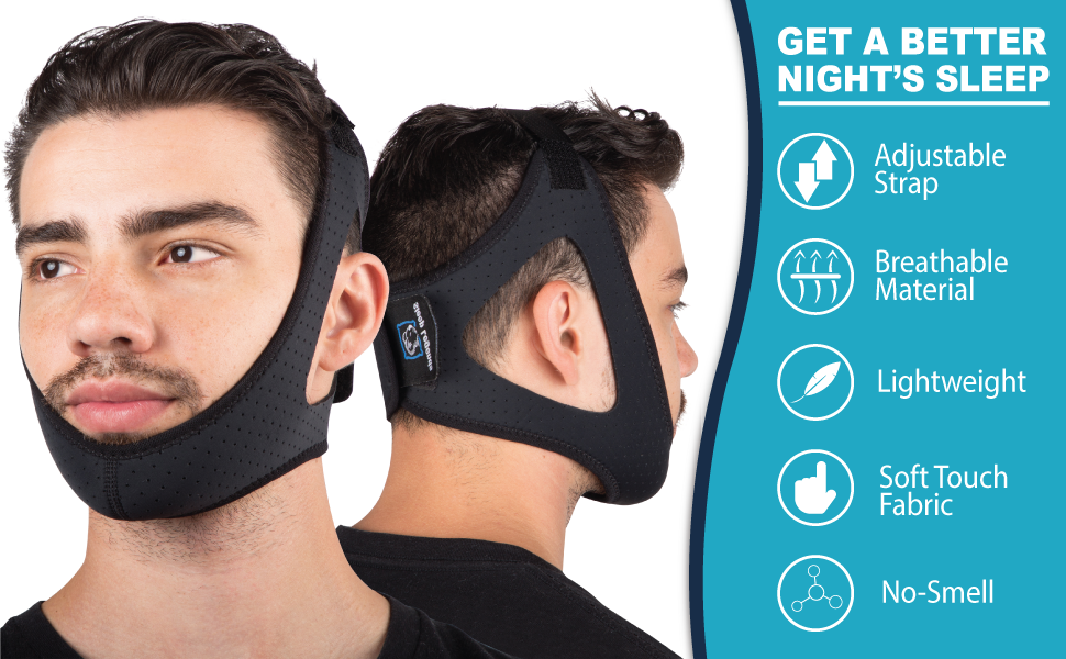 Our one size fits all anti-snoring chin strap is designed to be smaller than others on the market