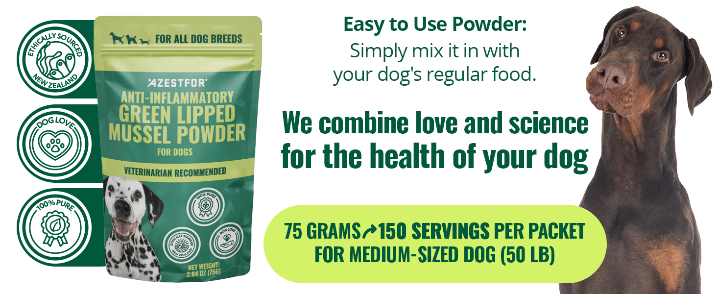 Simply mix it in with your dog&amp;#39;s regular food. 150 servings per packet for medium sized dog (50 lb)