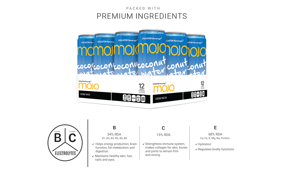 Packed with Premium Ingredients, Gluten-Free MOJO Coconut Water Ultimate Hydration Solution