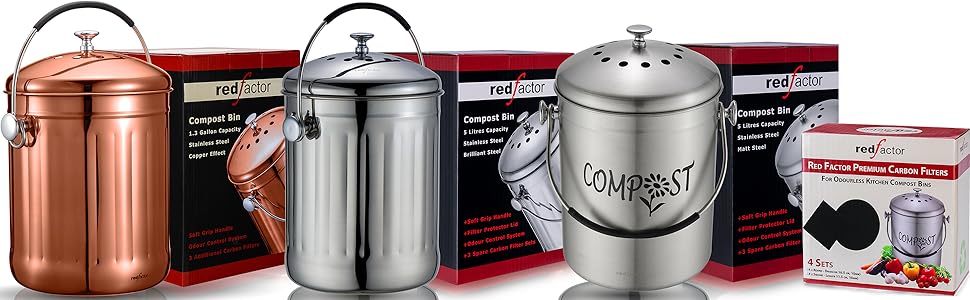 RED FACTOR Kitchen Compost Bins &amp; Filters