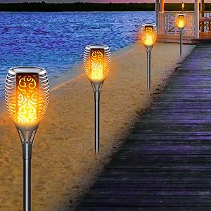solar outdoor lights flickering flame