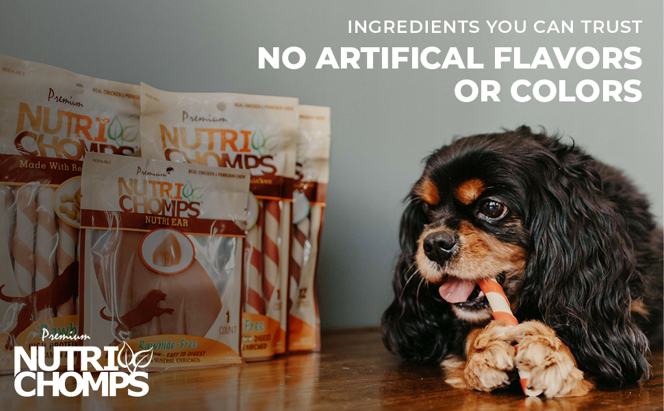 No artificial flavors or colors. NutriChomp Product shown