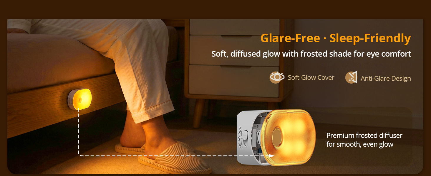 amber night light with frosted shade for sleep-friendly