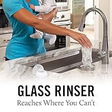 image of a baby bottle being rinsed using a glass rinser