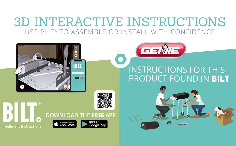 Genie garage door openers are easy to install using bilt 3d app