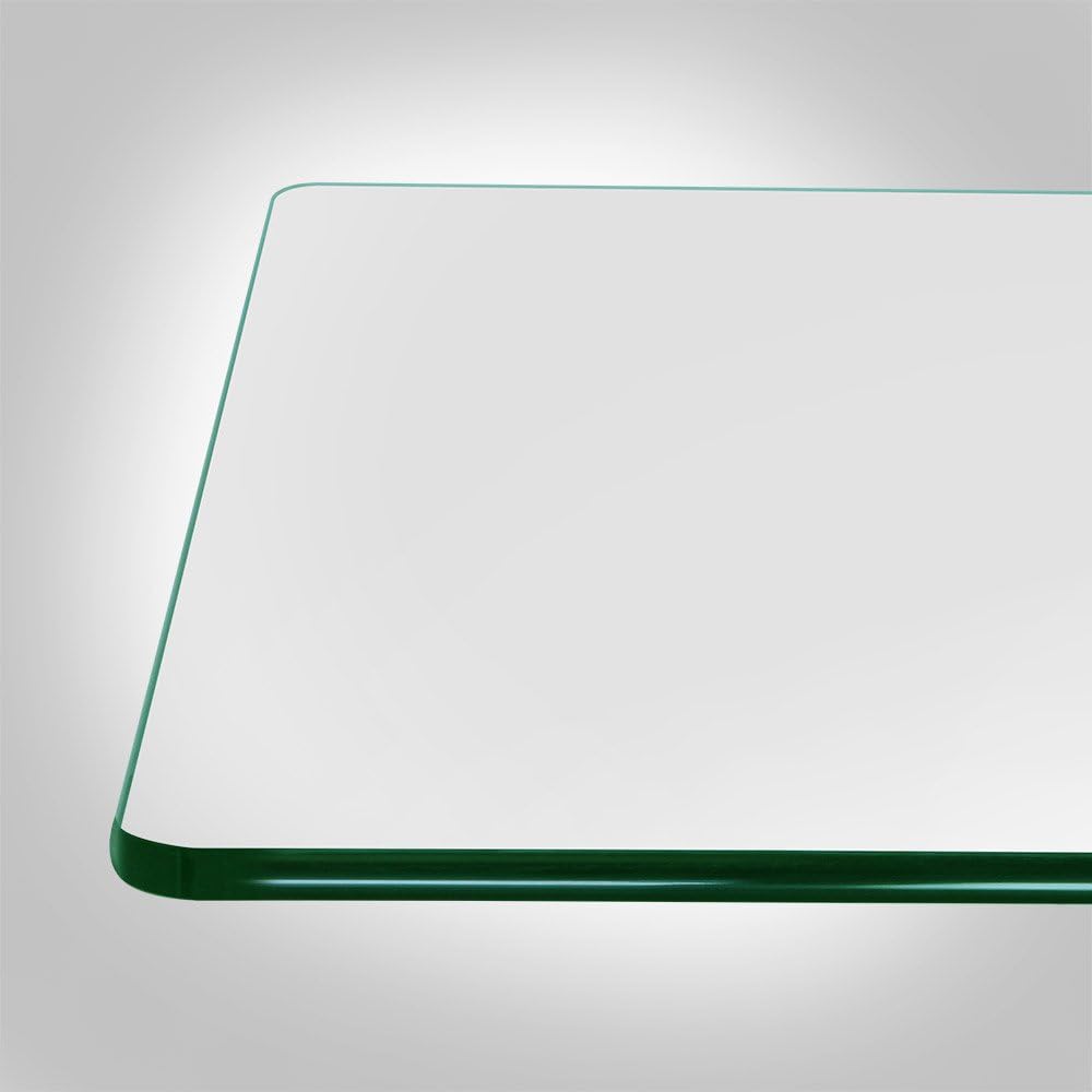 16 inch Square Glass Table Top - Tempered - 1/2" Thick Glass Surface, Safe Beveled Edge, Eased Corners, Multipurpose for Dining Table, Patio, Coffee and End Table