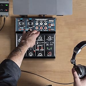 Professional Wireless DJ Audio Mixer - 4-Channel Bluetooth DJ Controller Sound Mixer - USB Audio