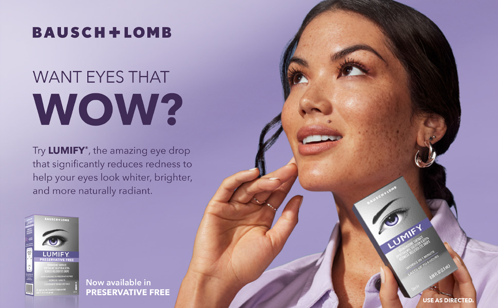 dry eye, redness relief, drops. LUMIFY