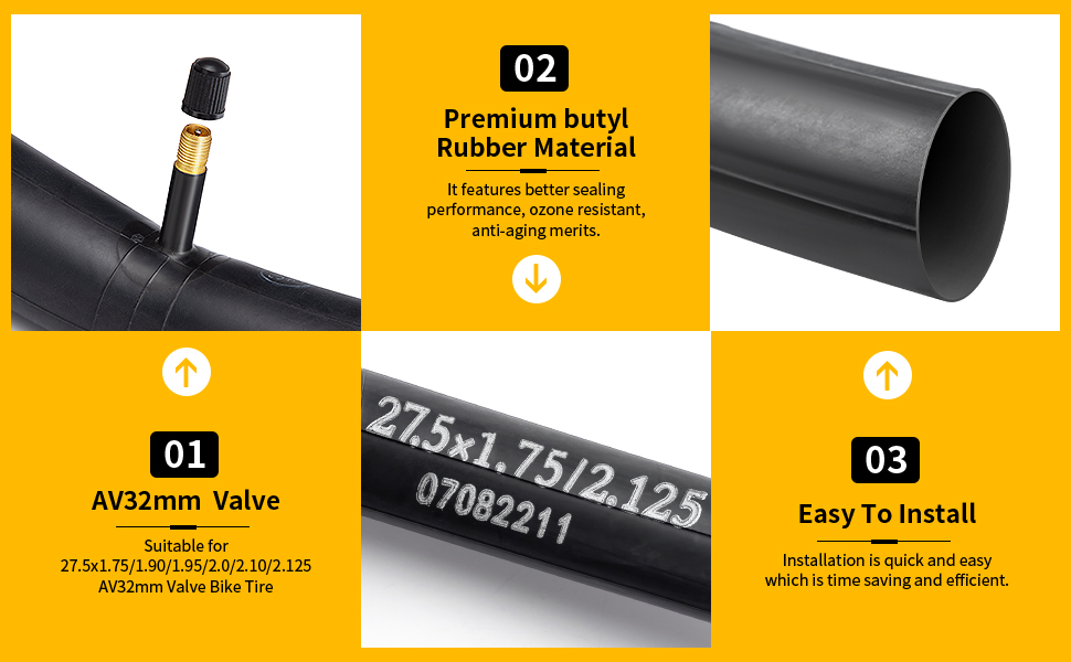 27.5x1.75/2.125 AV bike tubes