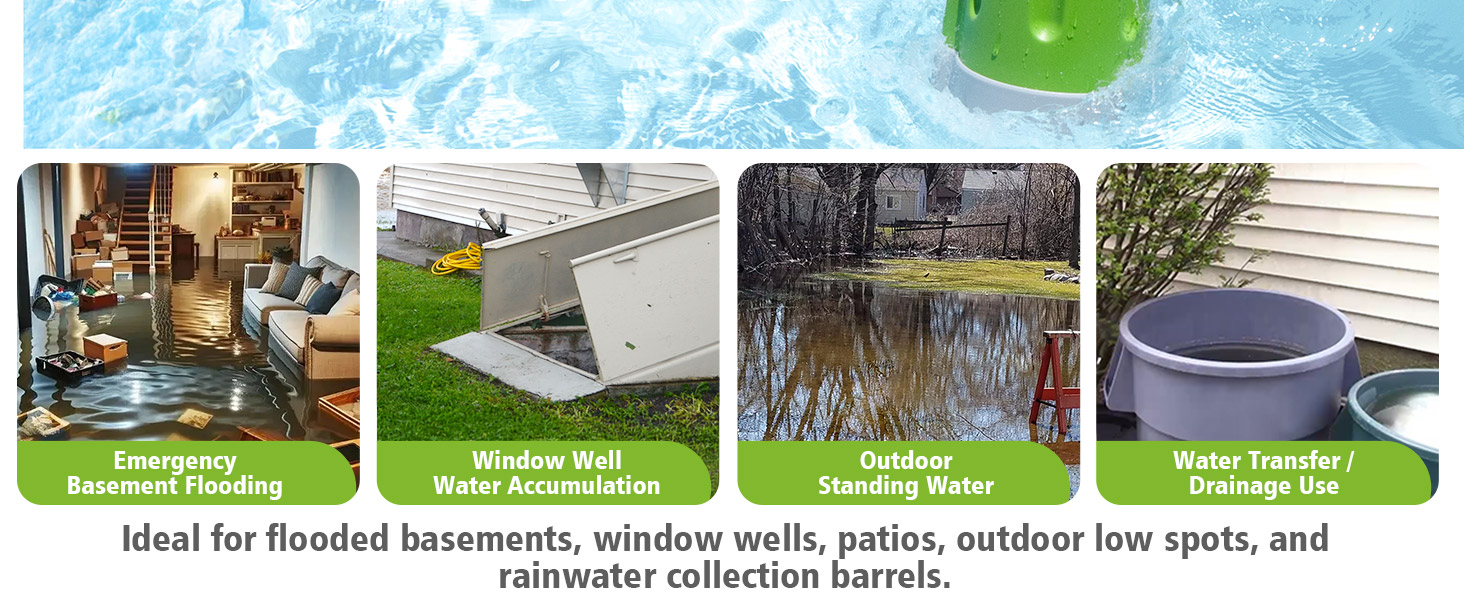 Water pump for basement pool and outdoor drainage use
